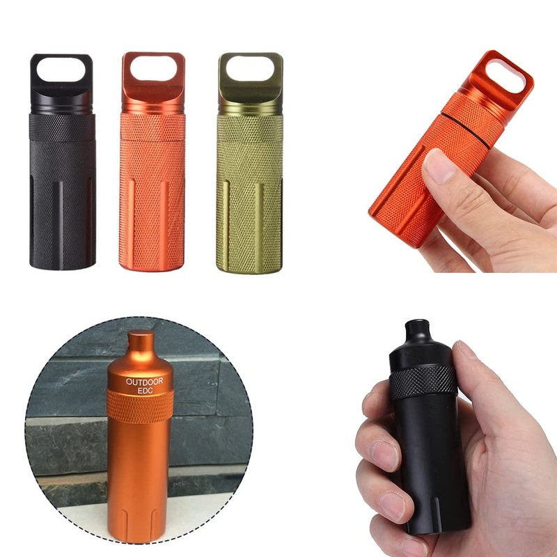 Vogueing Tool Waterproof Pill Holder EDC Container Metal Survival Capsule