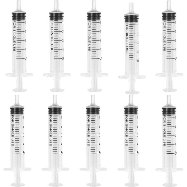 Karjiaja 10PCS 5ML Plastic Syringes Measuring Syringe No Needle Syringe
