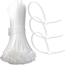 Cable Ties, White, 100 mm x 2.5 mm, Pack of 200, UV-Resistant, 8.1 kg Tensile Strength, Self-Locking for Indoor and Outdoor Use, Ideal for Cable Management, Gardening, Household, Workshop, Garage