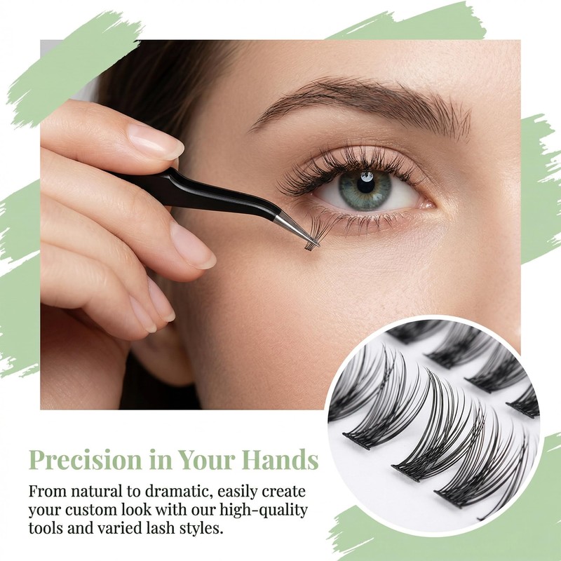 Individual Eyelashes Lash Clusters Kit 551 Pcs 10-16MM with Tweezer