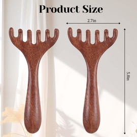 2 Pcs Scalp Gua Sha Combs, Loc Comb for Retwist, Scalp Massage Comb, Wooden Massage Head Comb, Wide Tooth Sandalwood Hair Comb, Wooden Scalp Massager Comb for Women, Men
