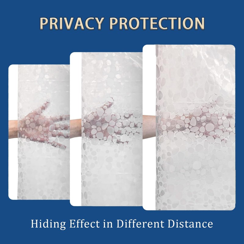 Shower Curtains Mould Proof Resistant -3D Effect Pebble Clear Shower