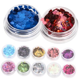 Mikinona Nail Art Sequins 12 Boxes Heart Nail Glitter Flakes Shaped Glitter Perfect for Salon or Home Use