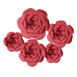Daily Mall 3D Large Paper Flowers Decorations Love Leaf Paper Flower for DIY Wedding Bridal Shower Baby Girl Nursery Kids Room Bedroom Flower Backdrop Party (Burgundy)