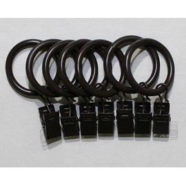 Graber Metal Curtain Rings w/ Clips, 1-Inch Inside Diameter - Brown (7 Rings per Package)