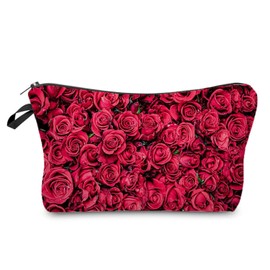 Livel lhood Red Rose Cosmetic Bag for Women Cute Makeup B ag for Purse Travel Toiletry Zipper Pouch for Girls Women Families Friends Sisters Gifts Red Rose Makeup Bag for Her