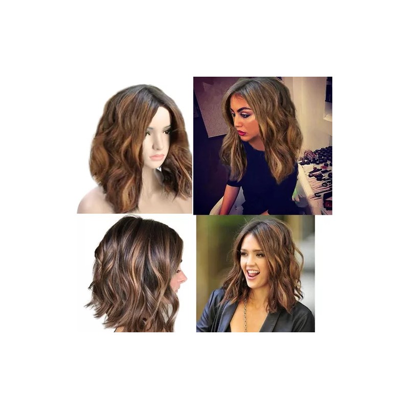 Qianailian Peluca Larga Y Duradera De Cabello Humano Castaño Para