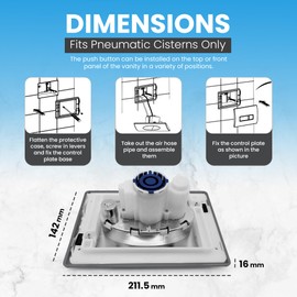 Excel Home Toilet Flush Button Replacement - Dual Button Toilet Flush Plates - Pneumatic Technology - Fingerprint Resistant Compatible with Air Houses - Oval Push Button Design (Chrome)