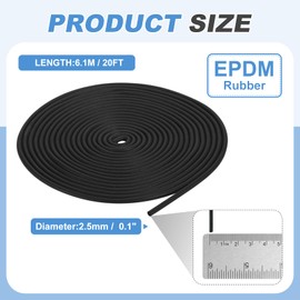 PATIKIL Foam Rubber Weather Seal Strip, 0.1" 20Ft EPDM Rubber Weather Stripping for Sealing Gaps Joints Crack Filling DIY Gasket, Black