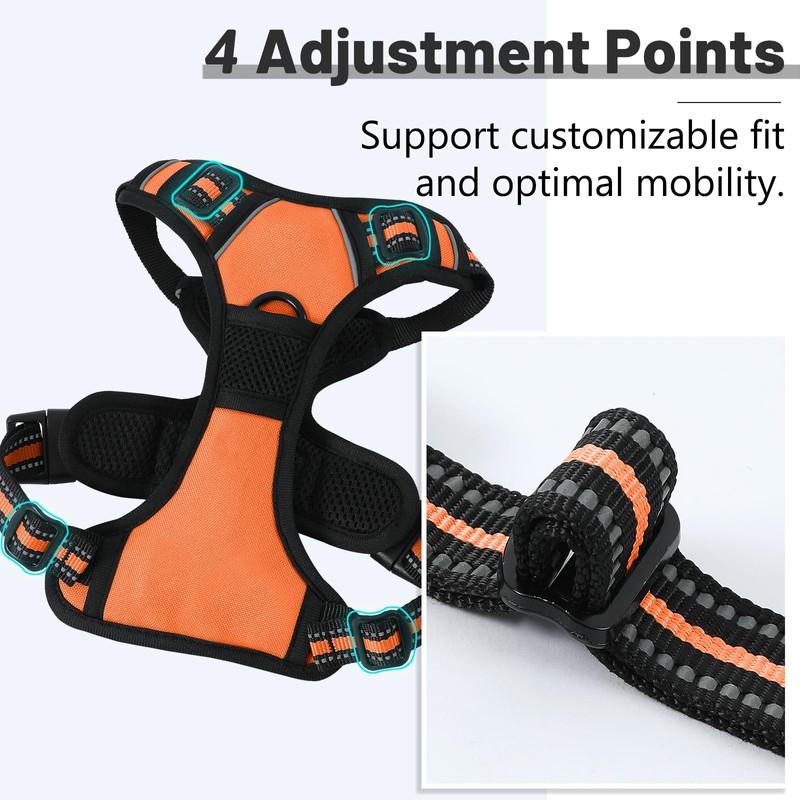 Belababy Dog Harness Small Medium Large No Pull, Adjustable Reflective