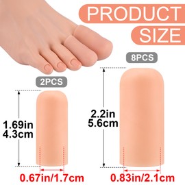 Alpinleux 10 Pack Gel Toe Protectors, Soft Elastic Toe Covers for Big Toe, Toenail Cushions Toe Cap Toe Sleeves for Ingrown Toenails, Missing Toenails, Blisters, Corns, Calluses (Beige, 2 Sizes)