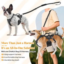 Dog Lift Harness, Dog Support & Recovery Sling for Full-Body & Hind/Front Leg – Pee-Able Design for Large/Medium Dogs – All-in-One Ideal Assistance for Senior, Disabled, Arthritic & ACL Canines (XL)