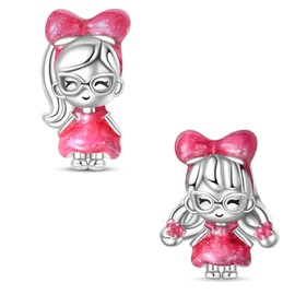 HappyStar 925 Sterling Silver Charms for Charms Bracelets and Necklaces,Combination Dangle Pendants Beads Charms Jewelry Gift for Couples Sisters.（With Spacer Beads）