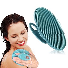 INNERNEED Cepillo de limpieza corporal de silicona suave, depurador de ducha, exfoliante suave y masaje para todo tipo de piel (verde oscuro)