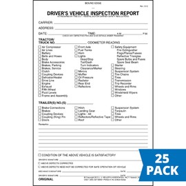Detailed Driver's Vehicle Inspection Report 25-pk. - Book Format, 2-Ply Carbonless, 5.5" x 8.5", 31 Sets of Forms Per DVIR Book - Meet FMCSR Requirements - J. J. Keller & Associates