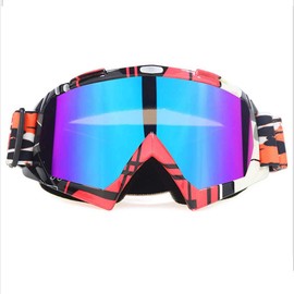 E-Soul Motorcycle Goggle Motocross Wind Dust Protection Aviator Goggles Snowboard Goggles Snow Goggles Ski Goggles Winter Sports Glasses for Men and Women Boys and Girls (Red-Black Multicolour)