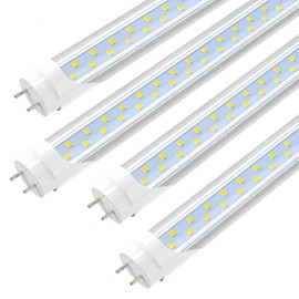 JESLED 4FT LED T8 Type A+B Tube Lights, 24W(65W Equivalent), 3200LM, 6000K, Single or Double End Powered, Plug and Play or Ballast Bypass, 4 Foot T10 T12 Fluorescent Bulbs Replacement, Clear(4-Pack)