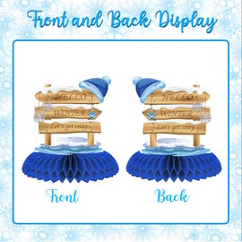 WEEPA 10 Pcs Snowflake Christmas Party Supplies Winter Wonderland Party Decorations Blue White Snowflake Honeycomb Centerpieces Table Decorations for Christmas Holiday Winter Birthday Party Supplies