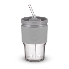 Glass Cups with Lids and Straws,16oz/480ml Reusable Iced Coffee Glasses & Juice Bottles,Cold Brew Tumblers with Leakproof Lids,BPA-Free Glass Jars for Juicing,Matcha,Tea,Smoothie (Grey with Sleeve)
