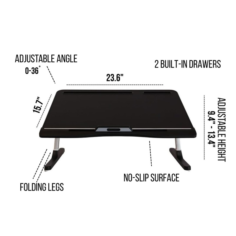 Xebec Air Desk Adjustable Laptop Lap Desk with Height &
