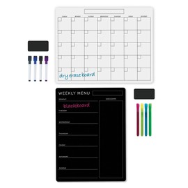 Office Depot® Brand Magnetic Dry-Erase/Blackboard Menu And Calendar Combo Set, 17" x 13", Black