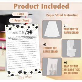 Pass The Gift - Graduation Party Games Sign 8x11 Inch, Class of 2025 Graduation Games Classroom Gift Exchange Activities, Grad Party Supplies Decorations for High Senior College School