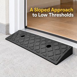 Plastic Threshold Ramp – 1.18-Inch Rise, 19.69-Inch Width, Textured Surface, Black, 1 Piece