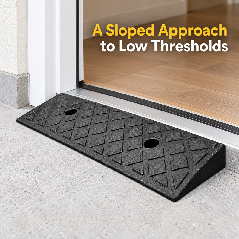 Plastic Threshold Ramp – 1.18-Inch Rise, 19.69-Inch Width, Textured Surface,