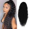 GLAM21USA 28 Inch Ponytail Extension Crimp wave Long Drawstring Ponytail