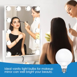 EvaStary G25 LED Globe Light Bulbs, 6W LED Vanity Bathroom Light Bulb 60W Equivalent Daylight White 5000K for Mirror Round Makeup Lights, 85-265V CRI85+ E26 Base, Non-dimmable, 4 Pack