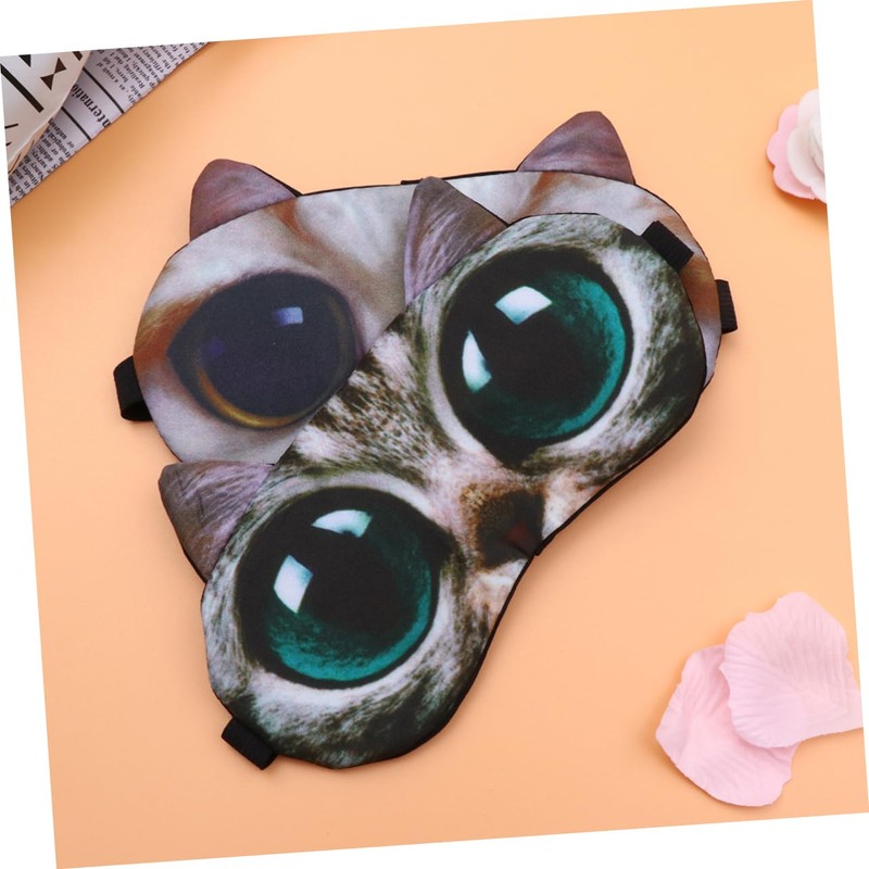 Baluue 2pcs Cat Eye Mask Breathable Cotton Eyeshade for Sleeping