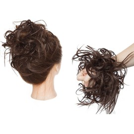Hair Extension Hair Piece Hair Scrunchie Updo Bridal Hairstyles Voluminous Wavy Messy Bun Ponytail Medium Brown