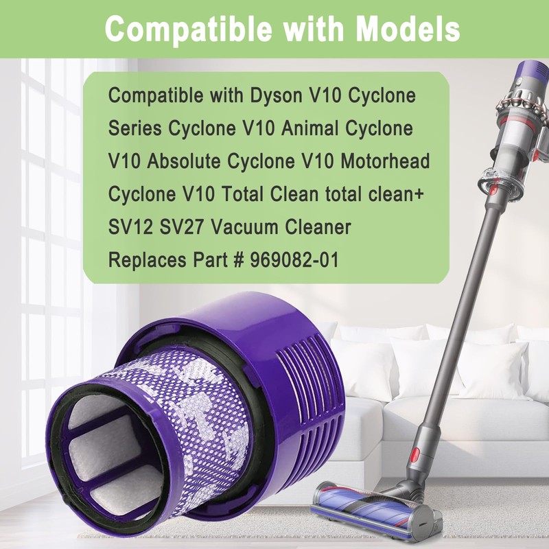 2 Pack V10 Filters Replacement for Dyson Cyclone V10 Absolute,