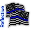 Unbranded/Generic pair REFLECTIVE Thin Blue Line Waving AMERICAN FLAG Vinyl Stickers Decals Flags