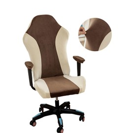 Lavish Cover Velvet Stretchable Gaming Chair Cover, Washable, Anti-Scratch Slipcover with Armrest Protection, Cat Scratch Proof for Office and Computer Chairs(No Chair, Coffee)