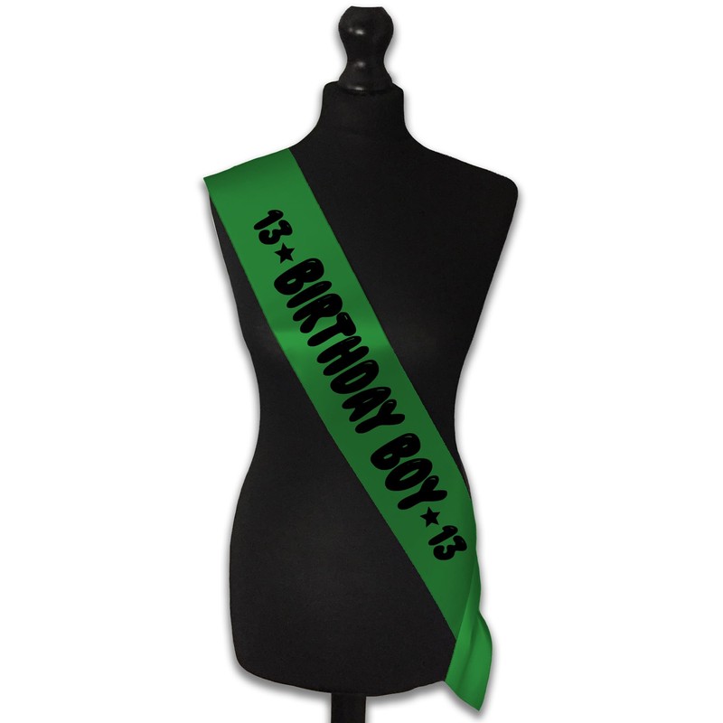 13th Birthday Boy Sash – Teenager's Party Accessory with Bubble