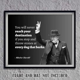 Winston Churchill Quotes- Wall Art-"You Will Never Reach Your Destination"- 10 x 8" Wall Print- Ready to Frame. Retro Home-Office-Library Décor. Perfect Gift for Motivation & Inspiration.