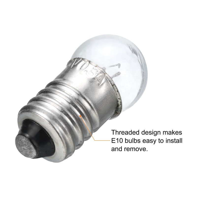 MECCANIXITY 1.5V/0.3A E10 Mini Light Bulbs, 25Pcs Miniature Screw Bulbs