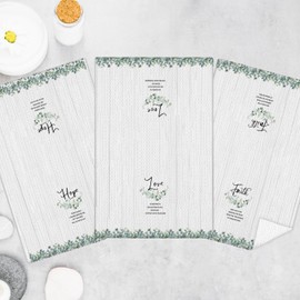 GOOZHO Faith Hope Love Christian Kitchen Towels, Sage Green Eucalyptus Religious Hand Towels for Bathroom Decor, Bible Verse Decor Dish Tea Towels for Kitchen Decor, 16x24 Inch Set of 3