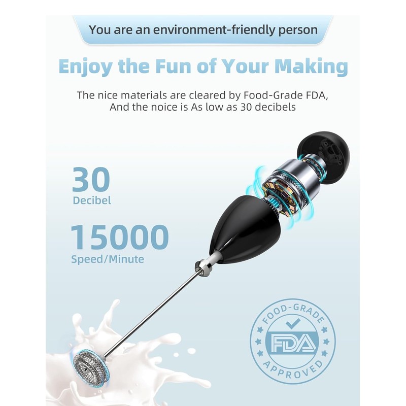 Redsack Handheld Milk Frother USB C Rechargeable