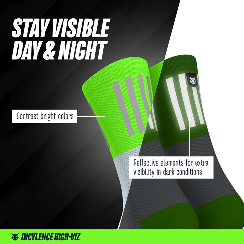 INCYLENCE High Viz Running Socks with Reflectors - Functional and