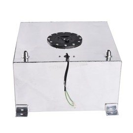 AutoForever Universal 10 Gallon 40L Aluminum Fuel Cell Kit with Cap and Level Sender Polished Aluminum for Racing, Street, Drift, Strip - Silver