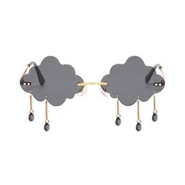 Dollger Rimless Cute Sunglasses For Women Trendy Vintage Creative 90s Sunglasses Funny Cloud Shaped Disco Glasses (A Grey)