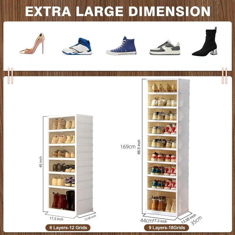NLDD's 9-Tier Space-Optimizing Shoe Storage: Clear, Collapsible System for 18