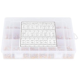 Monolithic Ceramic Capacitor, Ceramic Capacitor, Assortment Box Kit, Range 24 Values, 50V, 10pF-10uF, Pack of 1200