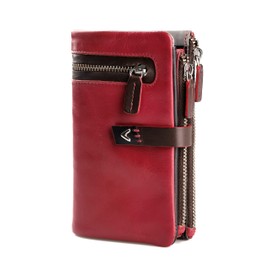 Lavalen® Women's Leather Wallet with Large Capacity - Purse Women's RFID Protection - Wallet Women's Wallet Women's Purse Women's Leather Purse - Gift, brown, Two zips