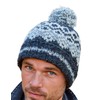 Pachamama Men Wool Beanie Bobble Hat Fleece Lined Handknitted Contemporary