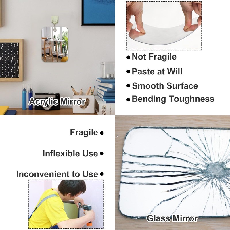 JUNEBRUSHS 2 Pack Medium Mirror for Shaving (6 × 8