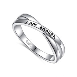 DAOCHONG Sterling Silver Inspirational Ring I'm Enough Rings, Sterling Silver