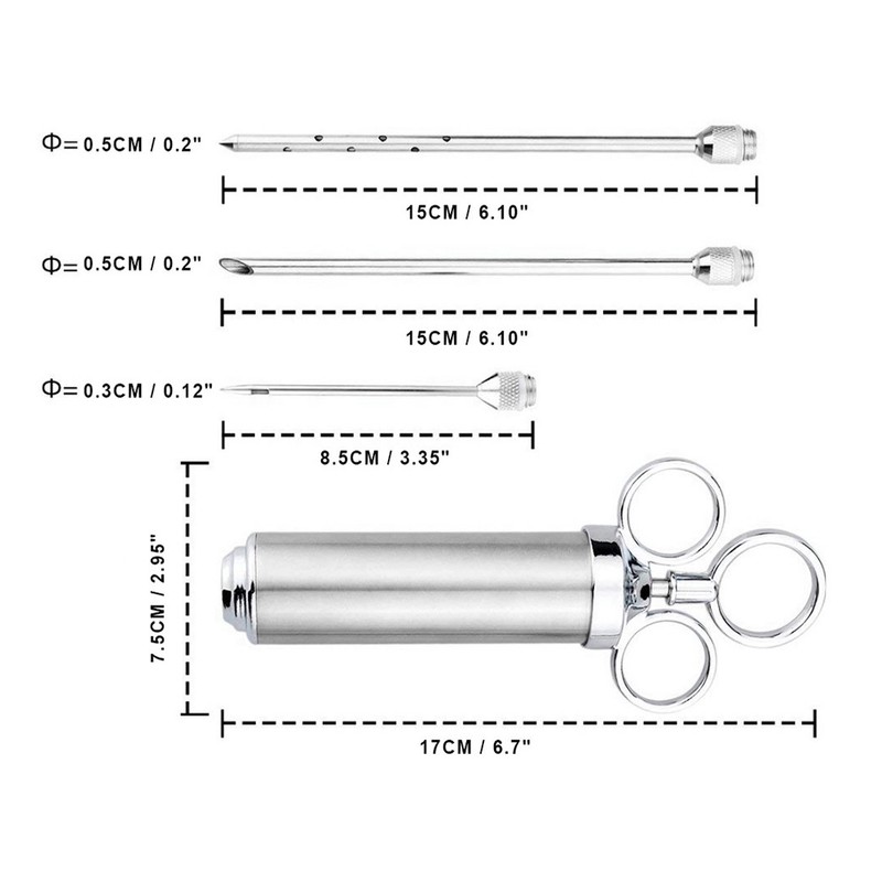 Meat Marinade Injector 304 Stainless Steel 3 Needles Sauce Seasoning